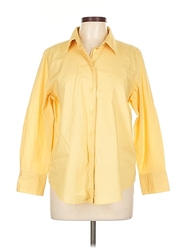 Pre-owned Banana Republic Factory Store 3/4 Sleeve Button Down Shirt In Yellow