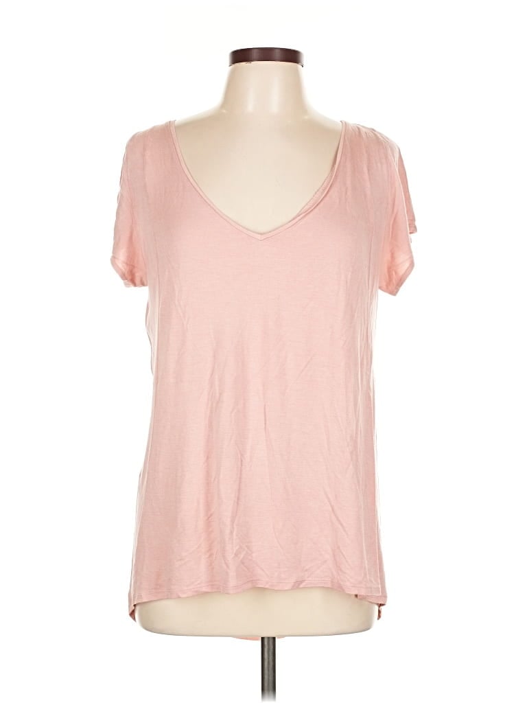 Pre-owned Deletta Short Sleeve Top Pink Scoop Neck Tops