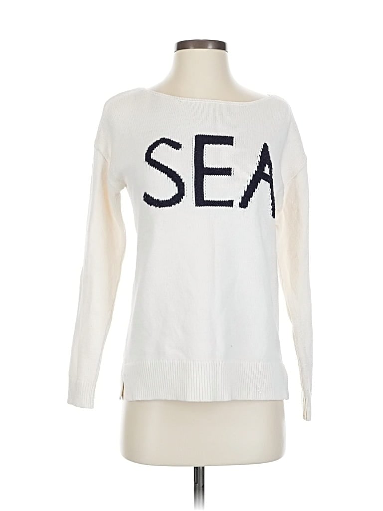 Pre-owned Ann Taylor Loft Pullover Sweater In White