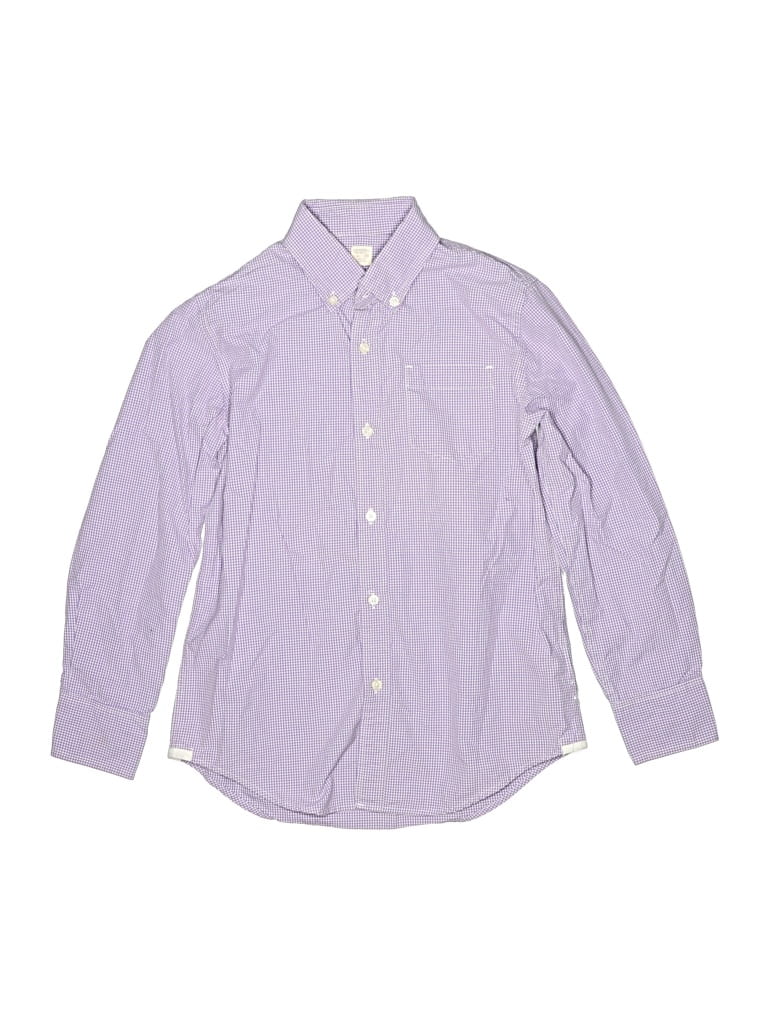 Pre-owned Crewcuts Kids' Long Sleeve Button Down Shirt In Purple