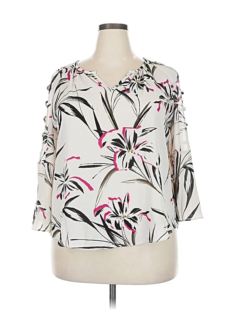 Pre-owned Jennifer Lopez 3/4 Sleeve Blouse In White