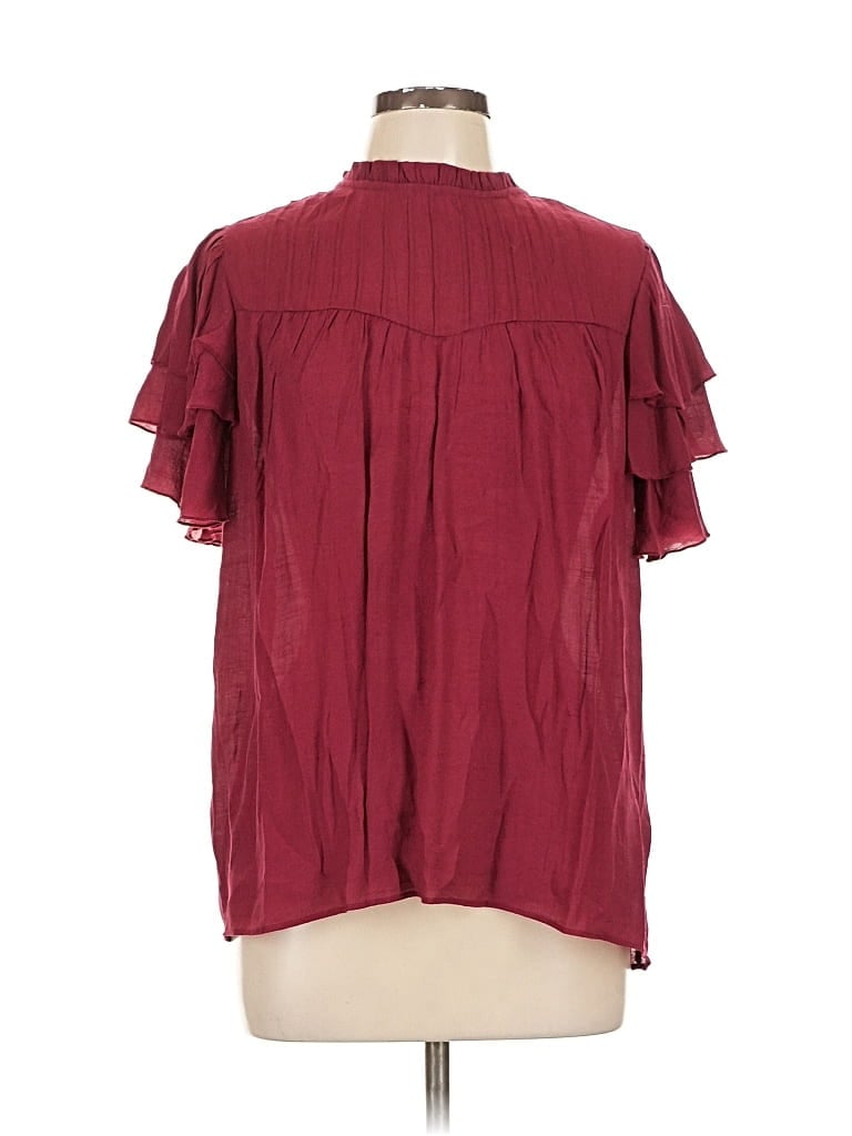 Pre-owned Nanette Lepore Short Sleeve Blouse In Burgundy