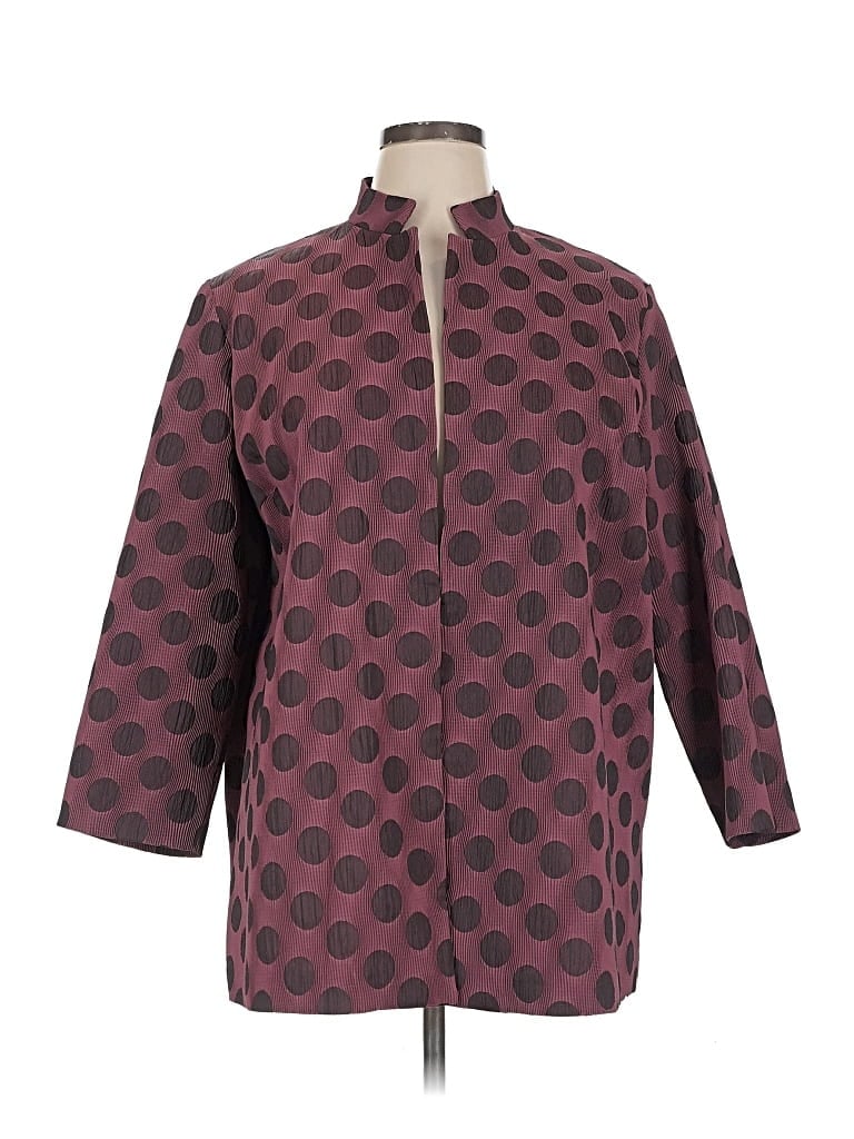 Pre-owned Misook Blazer Jacket In Burgundy