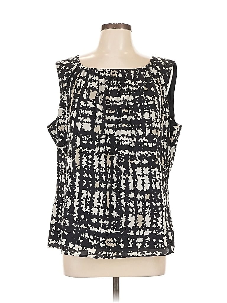 Pre-owned St John Sleeveless Silk Top Black Square Neckline Tops