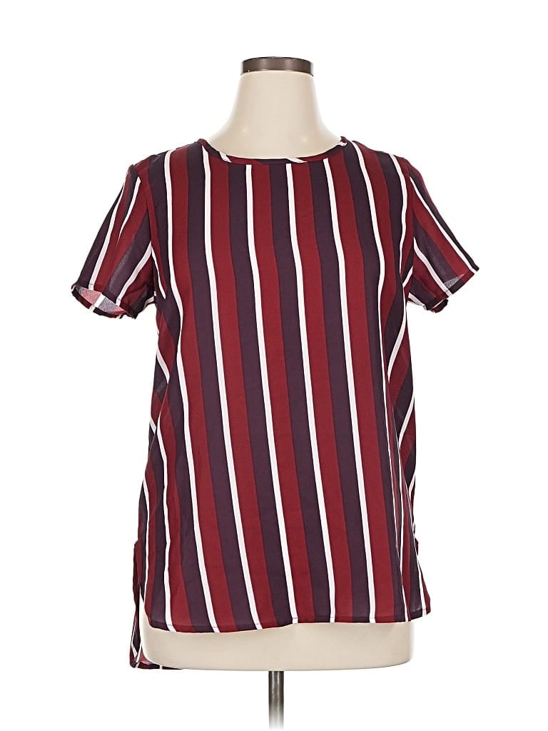 Pre-owned Live 4 Truth Short Sleeve Blouse In Burgundy