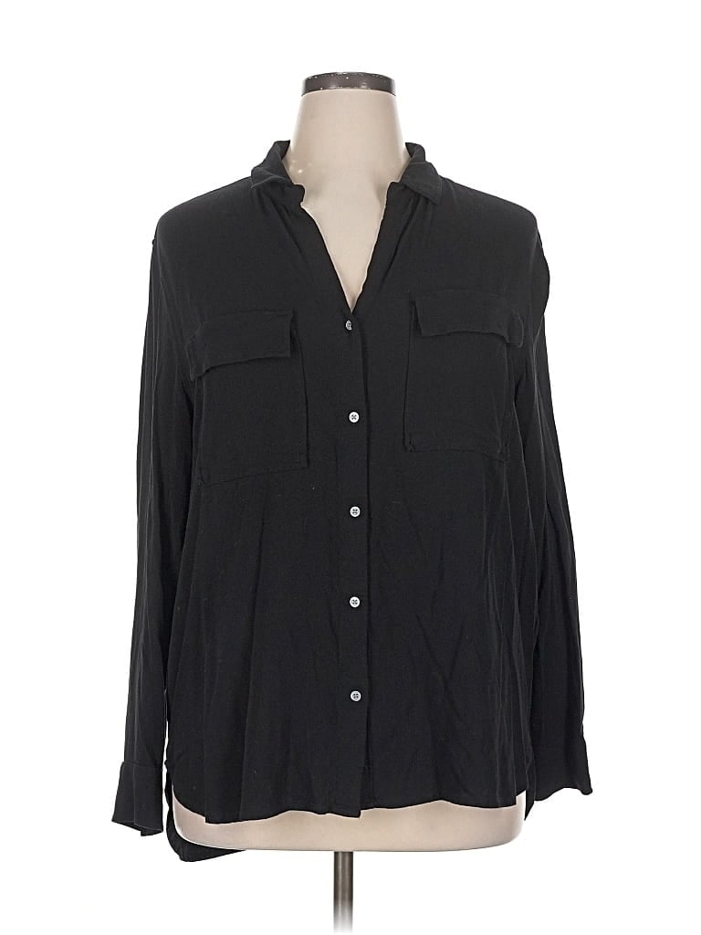 Pre-owned Gap Long Sleeve Blouse In Black
