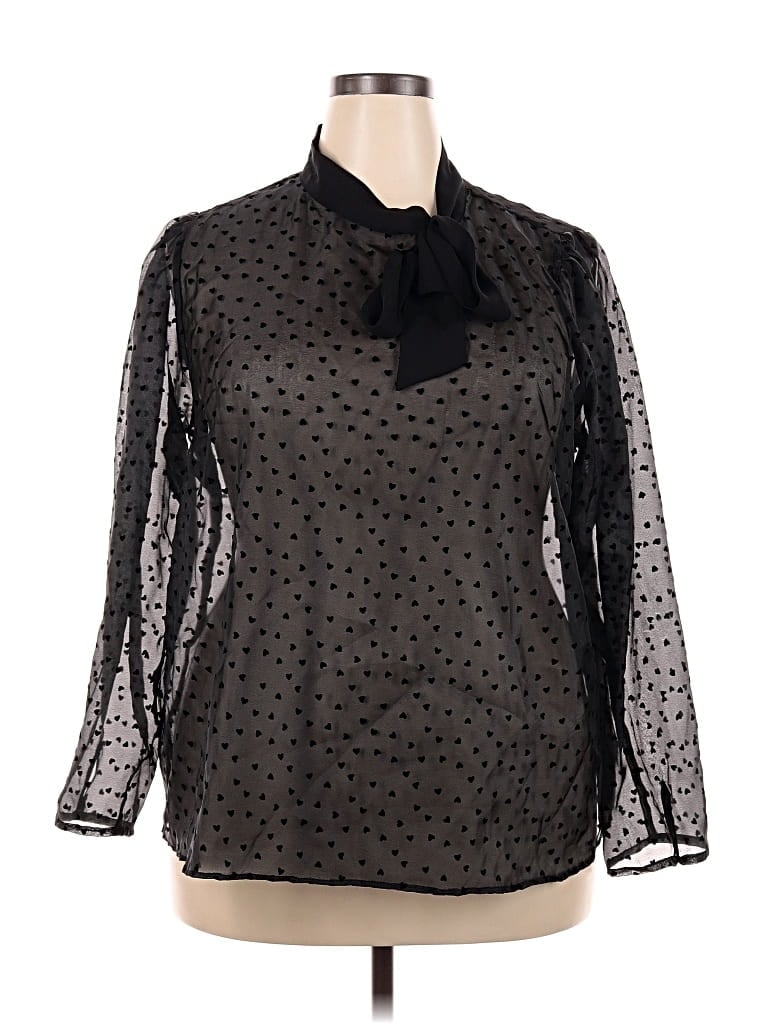 Pre-owned Cato Long Sleeve Blouse In Black