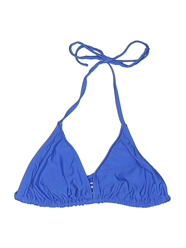 Pre-owned Xhilaration Swimsuit Top Blue Solid Pattern Swimwear