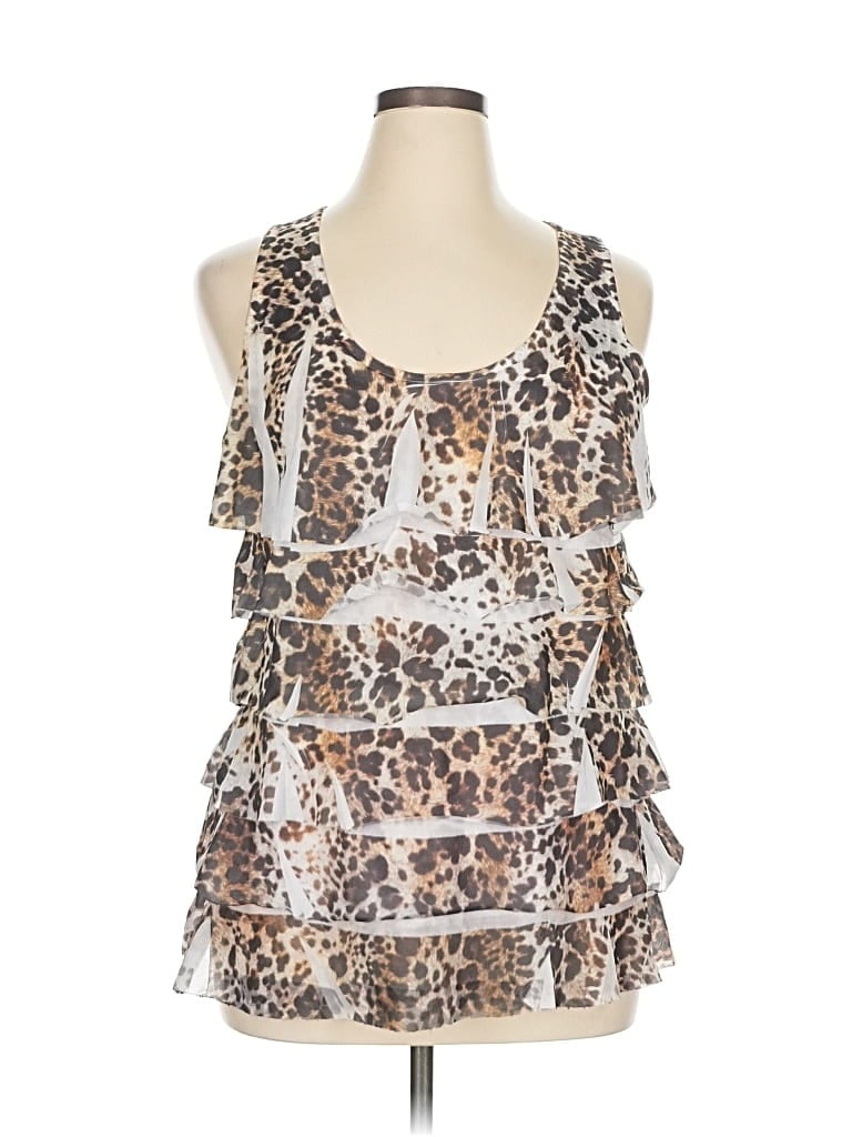 Pre-owned Dots Sleeveless Top Brown Halter Neckline Tops