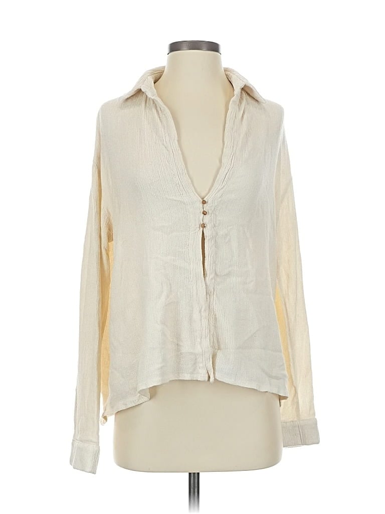 Pre-owned Savannah Morrow Long Sleeve Blouse In White