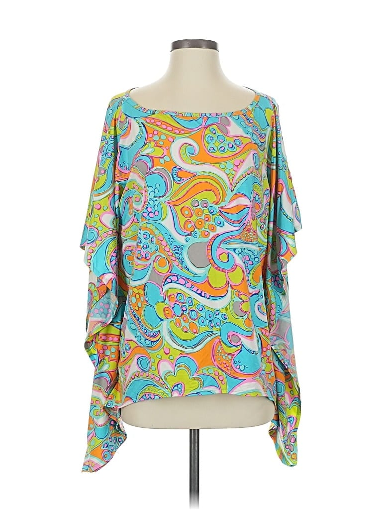 Pre-owned Trina Turk 3/4 Sleeve Blouse In Blue