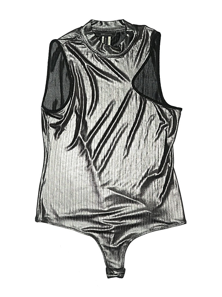 Pre-owned Bcbgmaxazria Bodysuit In Silver