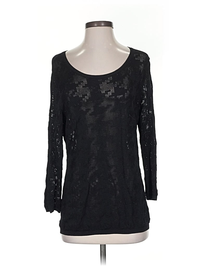 Pre-owned Classiques Entier 3/4 Sleeve Top Black Scoop Neck Tops