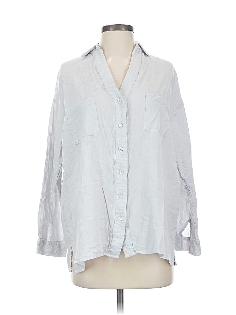 Pre-owned Miou Muse 3/4 Sleeve Button Down Shirt In Gray