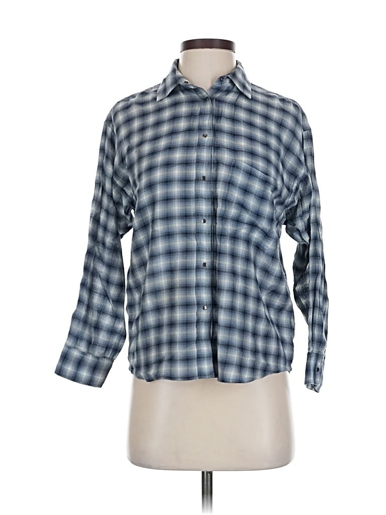 Pre-owned Equipment 3/4 Sleeve Button Down Shirt In Blue