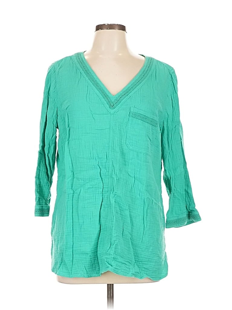 Pre-owned Soft Surroundings 3/4 Sleeve T-shirt In Green