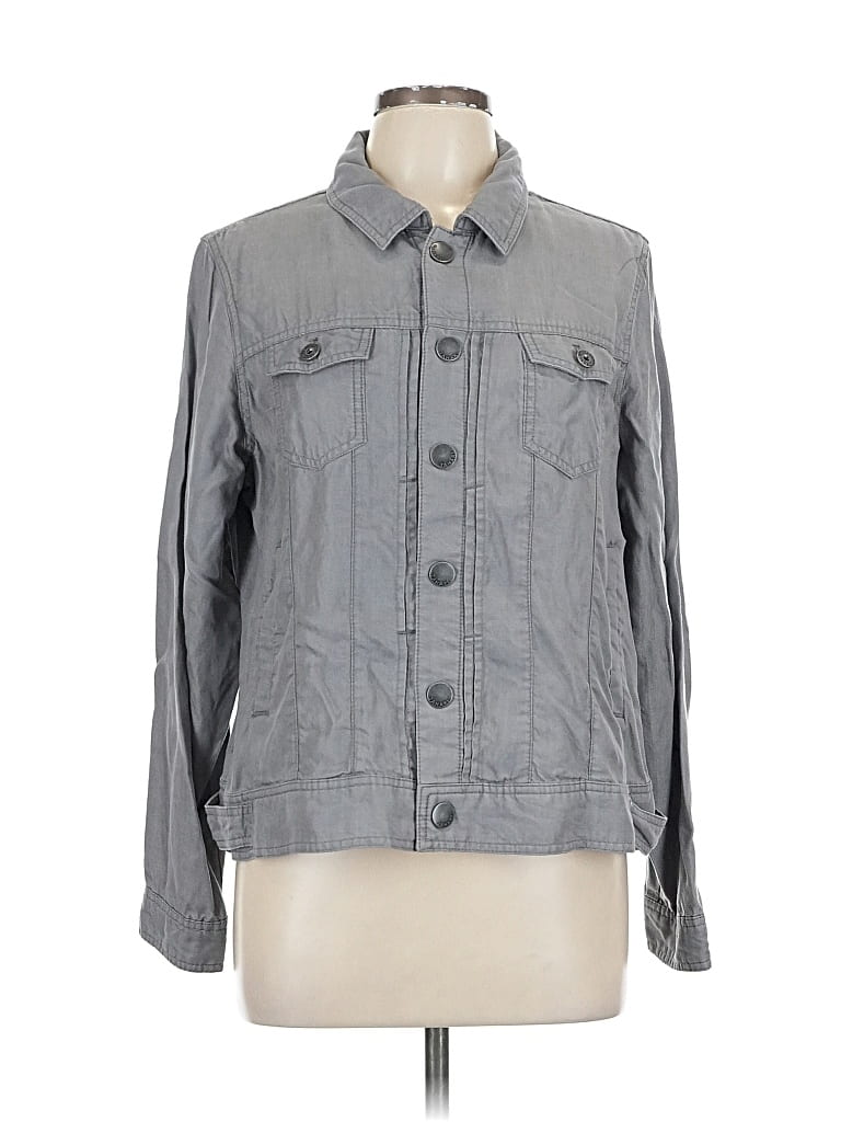 Pre-owned Tahari Denim Jacket In Gray