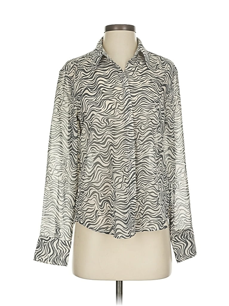 Pre-owned Abercrombie & Fitch Long Sleeve Polo Shirt In Silver