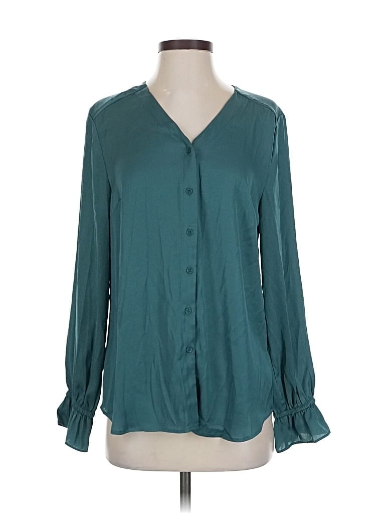 Pre-owned T Tahari Long Sleeve Blouse In Blue
