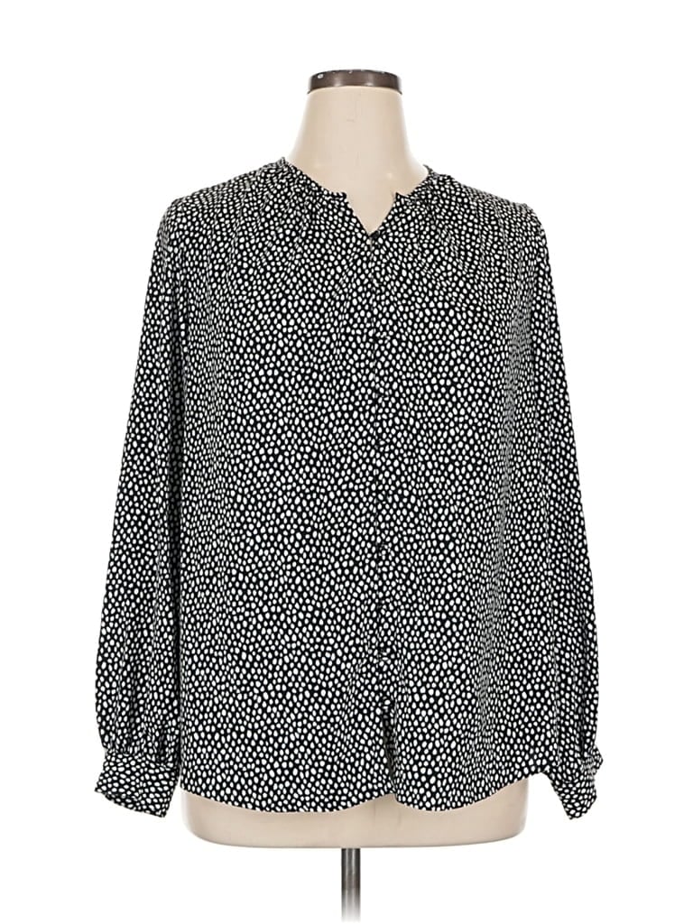 Pre-owned Nine West Long Sleeve Blouse In Black