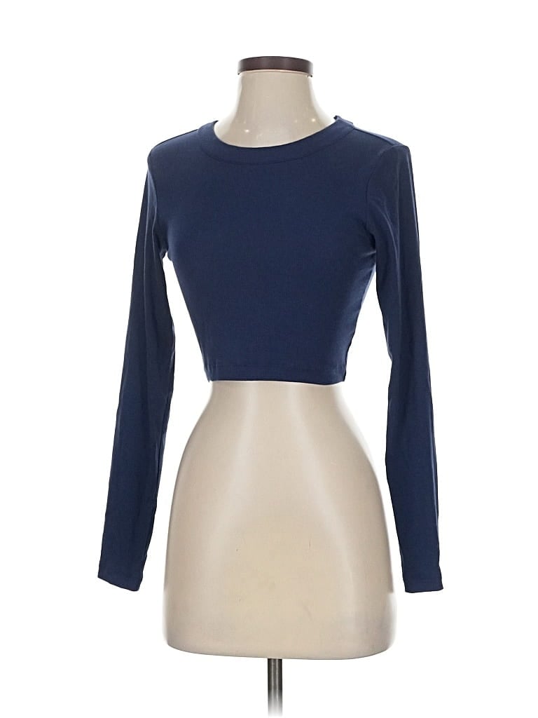 Pre-owned Victoria's Secret Pink Long Sleeve T-shirt In Blue