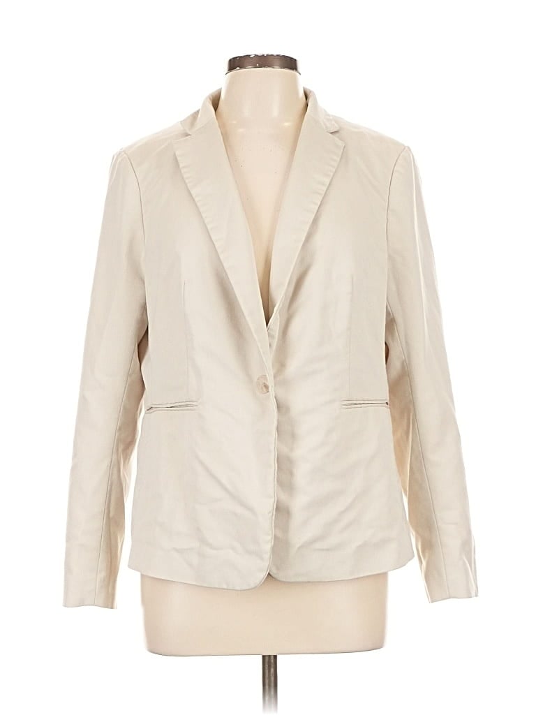 Pre-owned H&m 3/4 Sleeve Top Ivory Plunge Neckline Tops In White