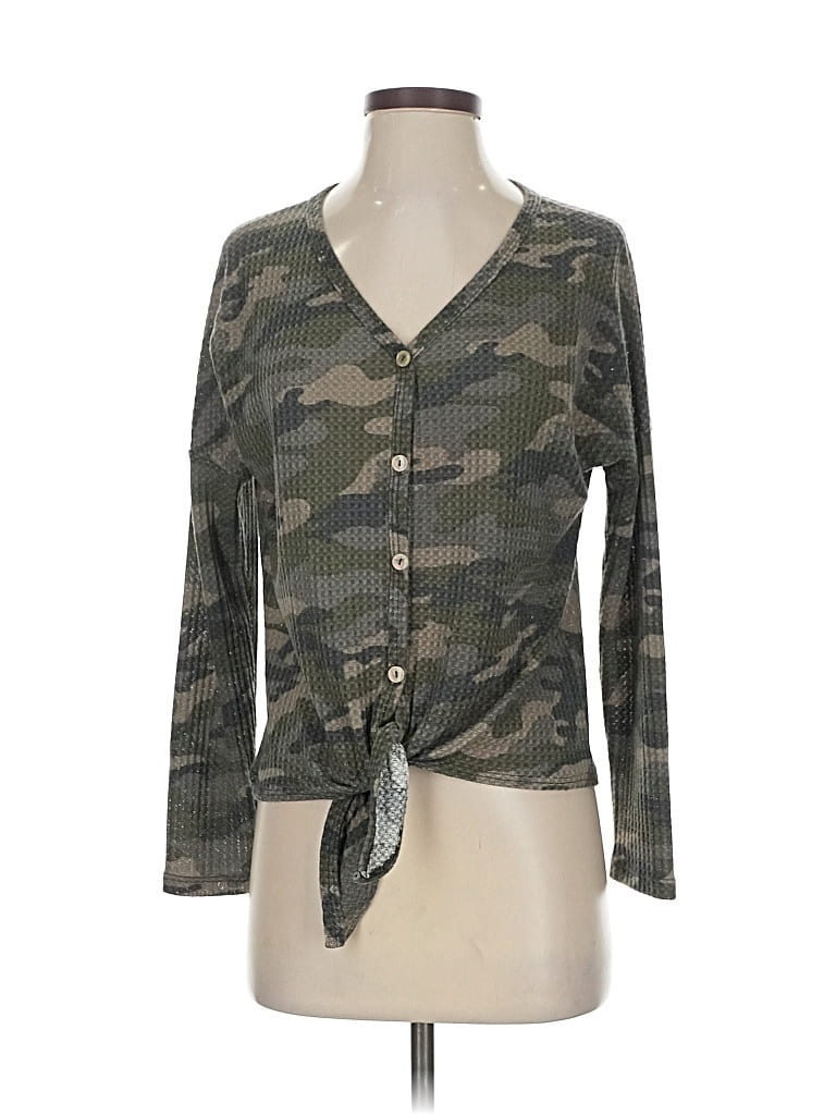 Pre-owned Altar'd State Long Sleeve Henley Shirt In Green