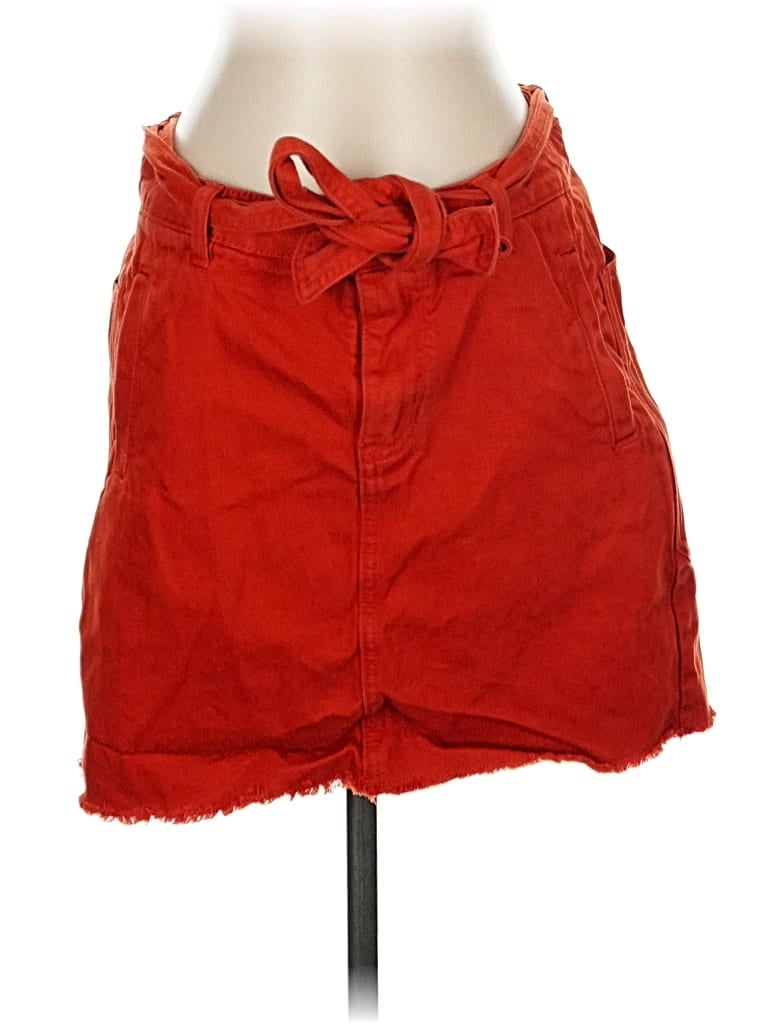 Pre-owned Pilcro And The Letterpress Denim Skirt In Red