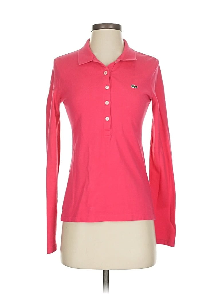 Pre-owned Lacoste Long Sleeve Polo Shirt In Pink