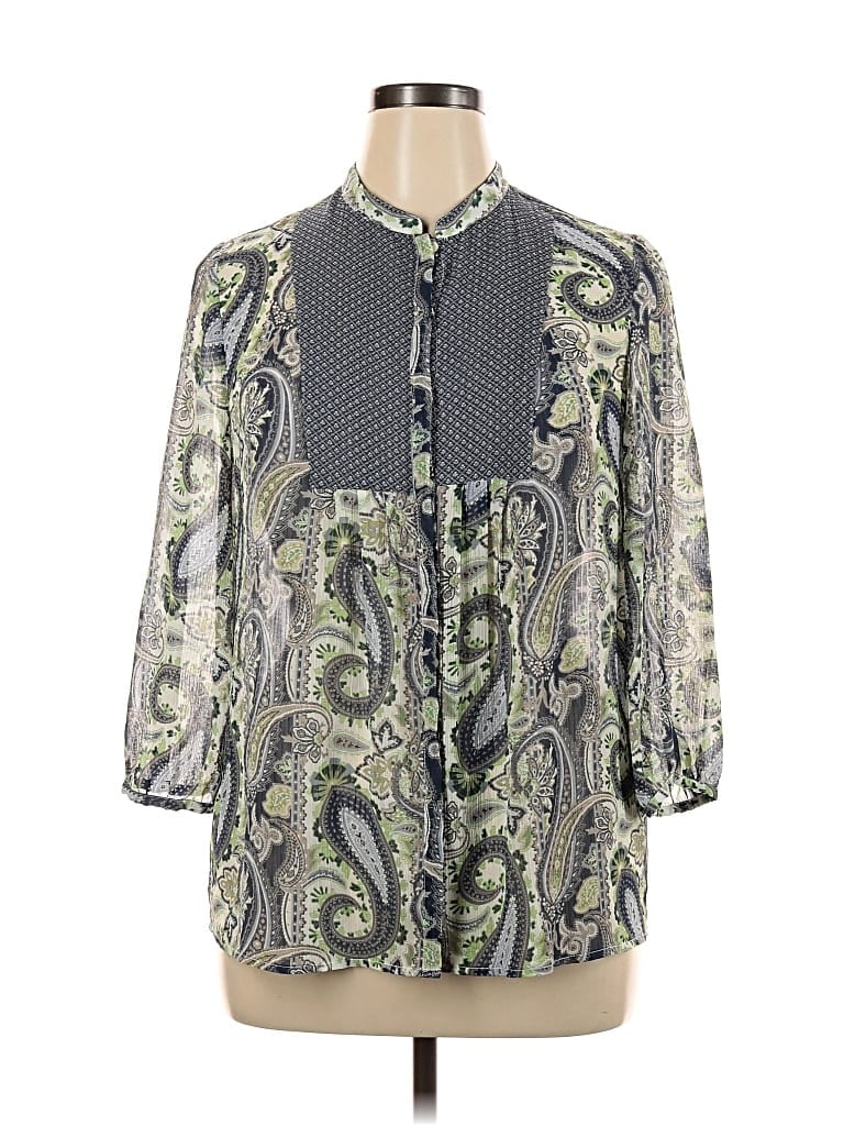 Pre-owned Liz Claiborne 3/4 Sleeve Blouse In Gray