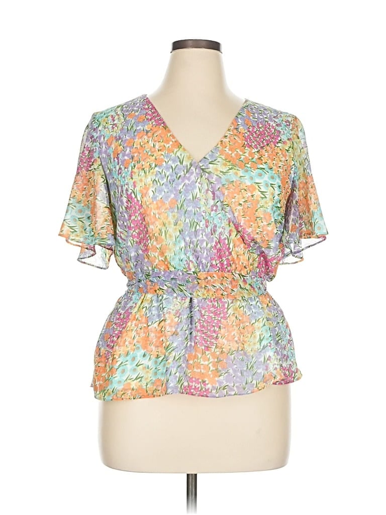 Pre-owned Sonoma Goods For Life Short Sleeve Blouse In Purple