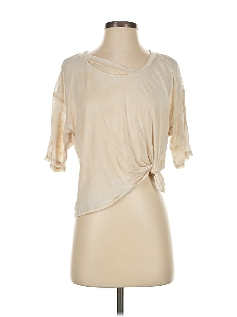 Pre-owned Stillwater Short Sleeve Top Ivory Cowl Neck Tops In White