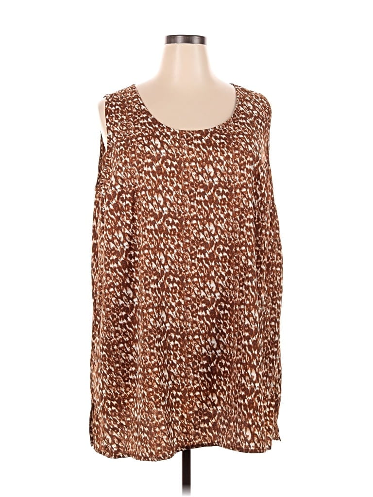 Pre-owned Jessica London Sleeveless Blouse In Brown