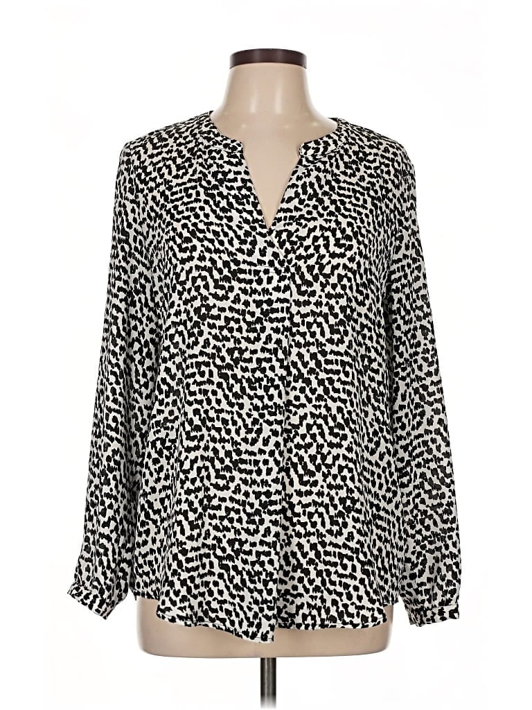 Pre-owned Adrianna Papell Long Sleeve Blouse In Black