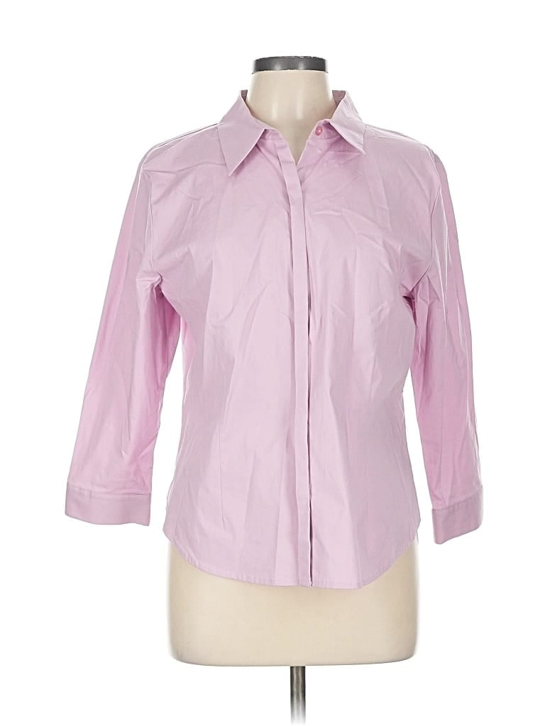Pre-owned Karen Kane 3/4 Sleeve Button Down Shirt In Pink