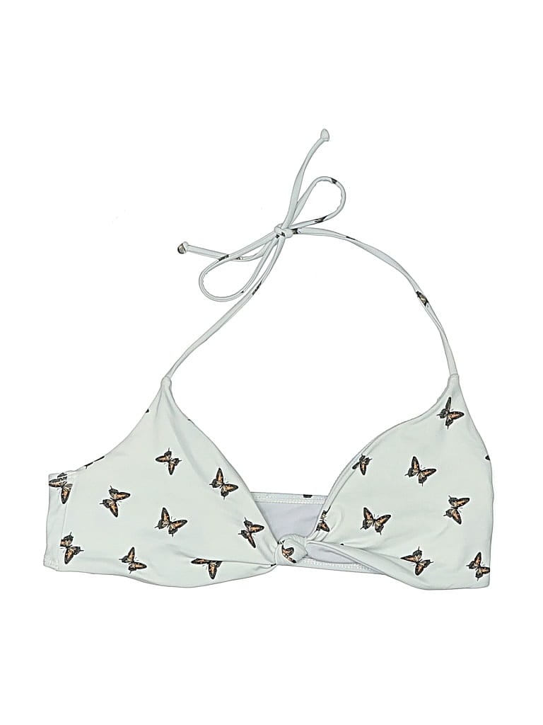 Pre-owned La Hearts Swimsuit Top White Stars Pattern Swimwear