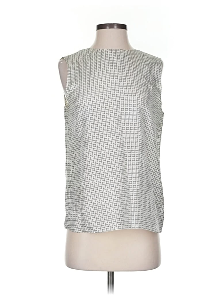 Pre-owned Theory Sleeveless Silk Top Silver Halter Neckline Tops