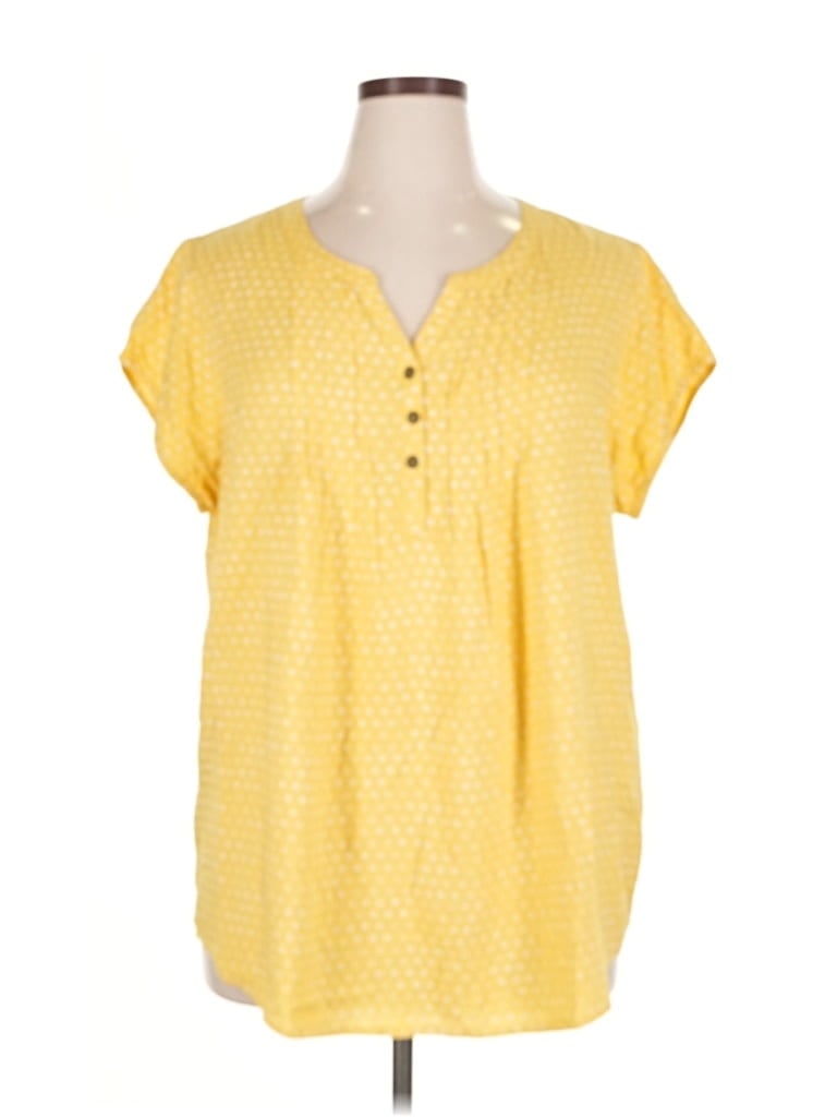 Pre-owned Sonoma Goods For Life Short Sleeve Blouse In Yellow