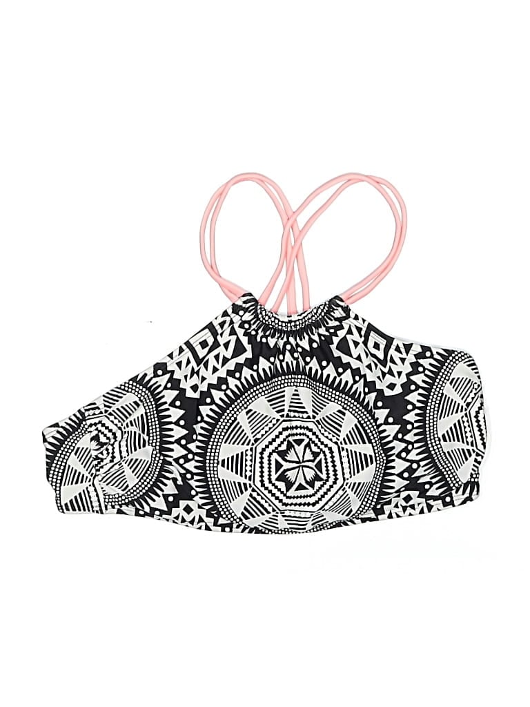 Pre-owned Xhilaration Swimsuit Top Black Paisley Pattern Swimwear