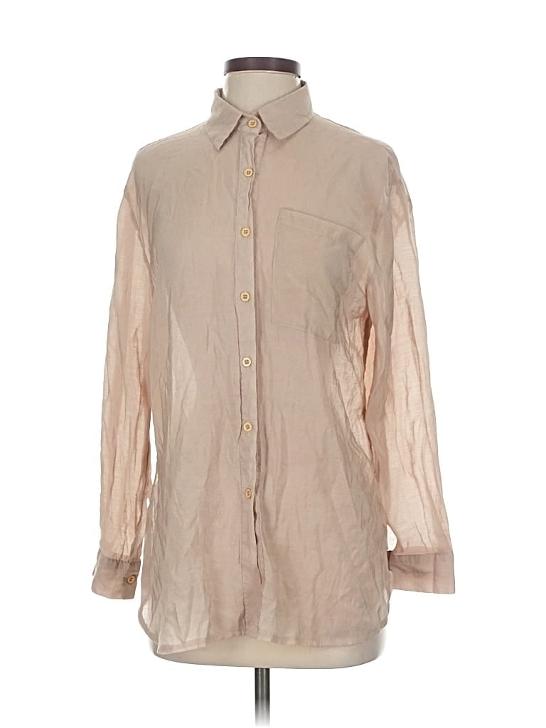 Pre-owned Nasty Gal Inc. Long Sleeve Button Down Shirt In Brown