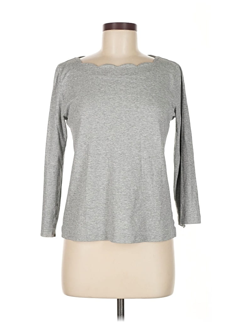 Pre-owned J.crew Factory Store 3/4 Sleeve Top Gray Boatneck Tops
