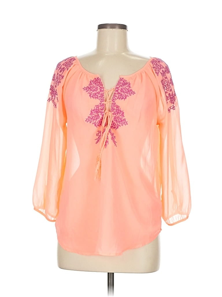 Pre-owned American Eagle Outfitters 3/4 Sleeve Blouse In Orange