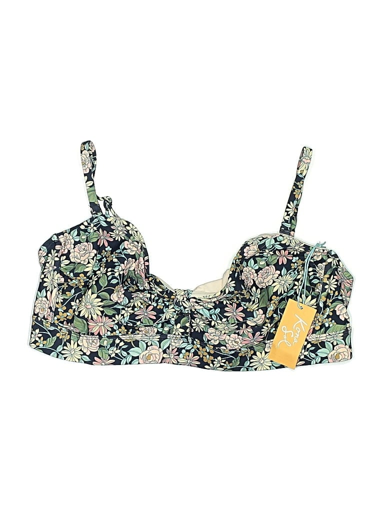 Kona Sol Swimsuit Top Green Floral Pattern Swimwear