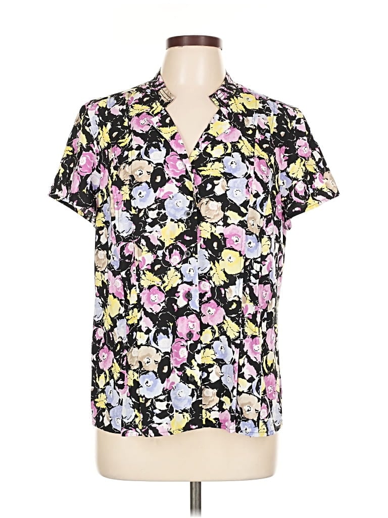 Pre-owned Dana Buchman Short Sleeve Blouse In Purple