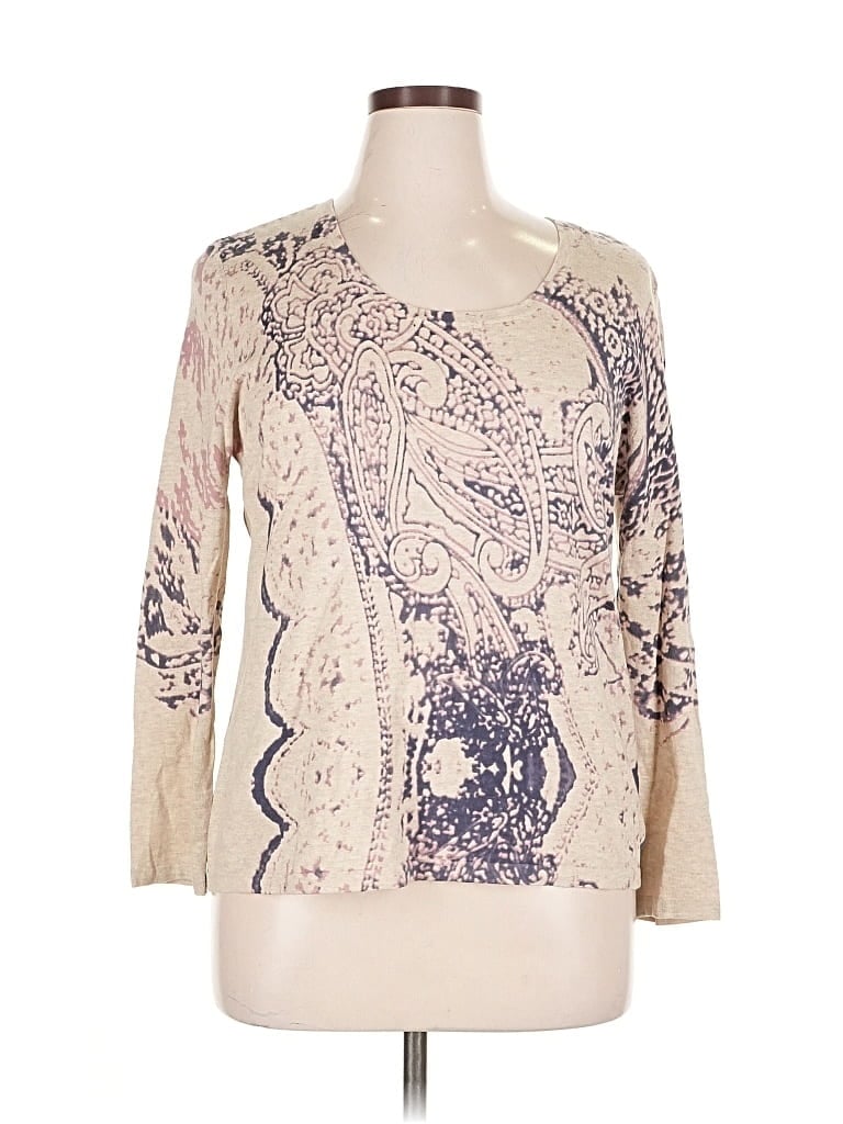 Pre-owned Jjill 3/4 Sleeve T-shirt In Brown