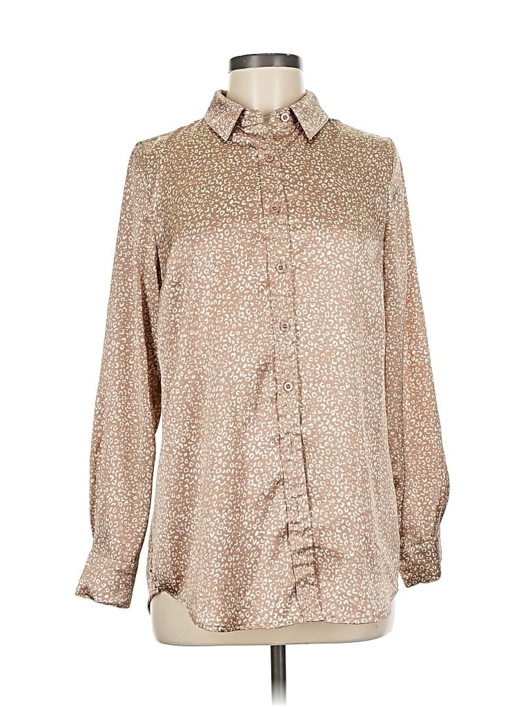 Pre-owned Japna Long Sleeve Blouse In Brown