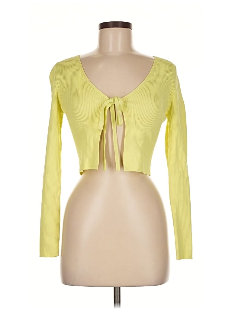 Pre-owned Zara Cardigan Sweater In Yellow