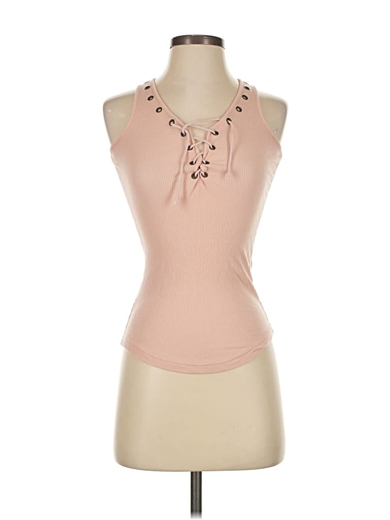 Pre-owned Moda International Tank Top Tan Halter Neckline Tops In Brown