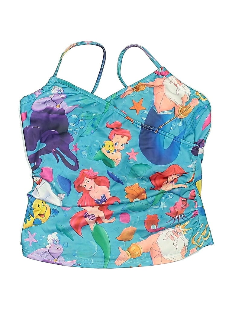 Pre-owned Unbranded Swimsuit Top Blue Print Pattern Swimwear