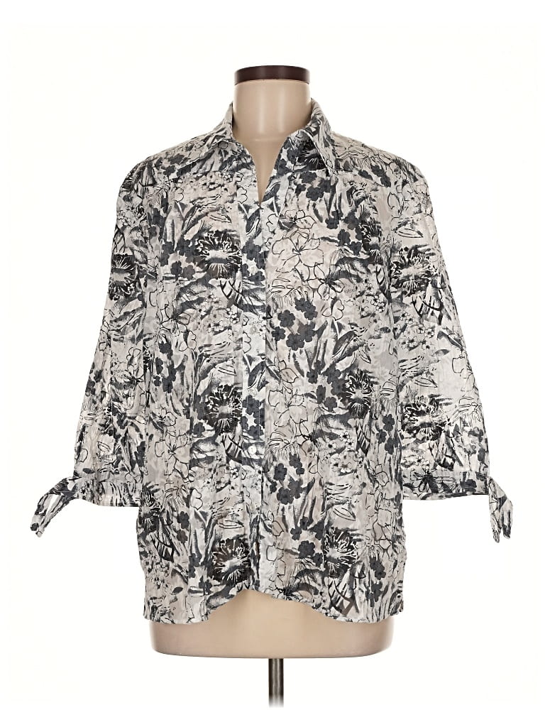 Pre-owned Tantrums 3/4 Sleeve Blouse In Gray